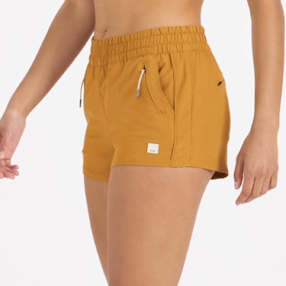 Vuori Women's Athletic Shorts in Tan